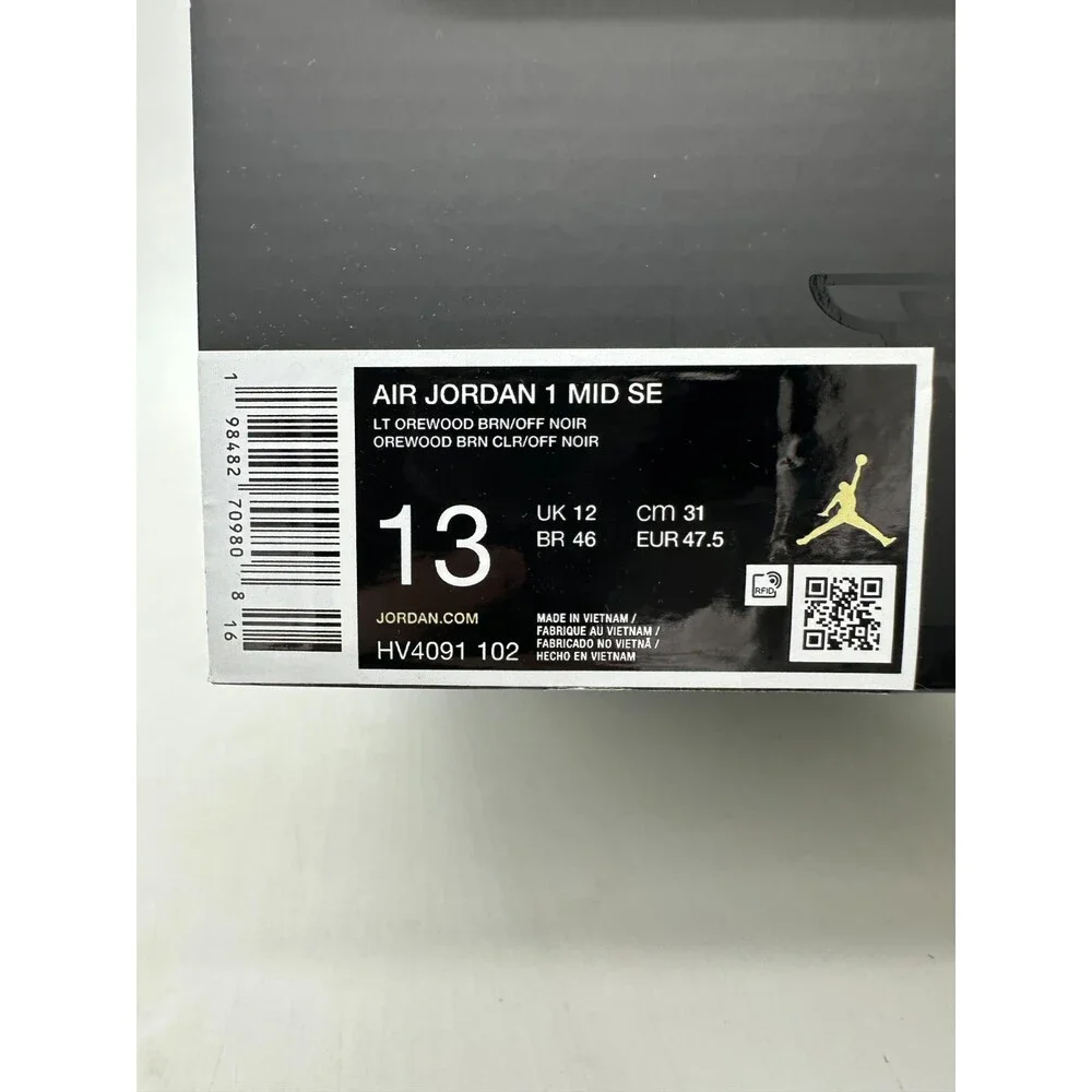 Air Jordan 1 Mid SE Men's Size 13 Black Green Suede Athletic Shoes HV4091 102